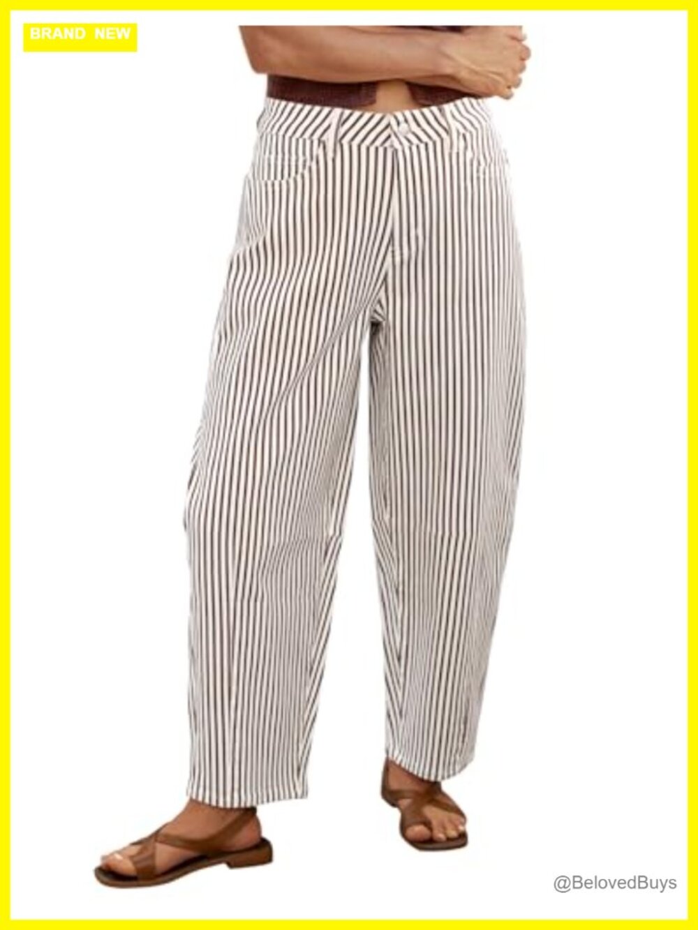 High Waisted Barrel Wide Leg Cropped Jeans Stretchy Denim Pants